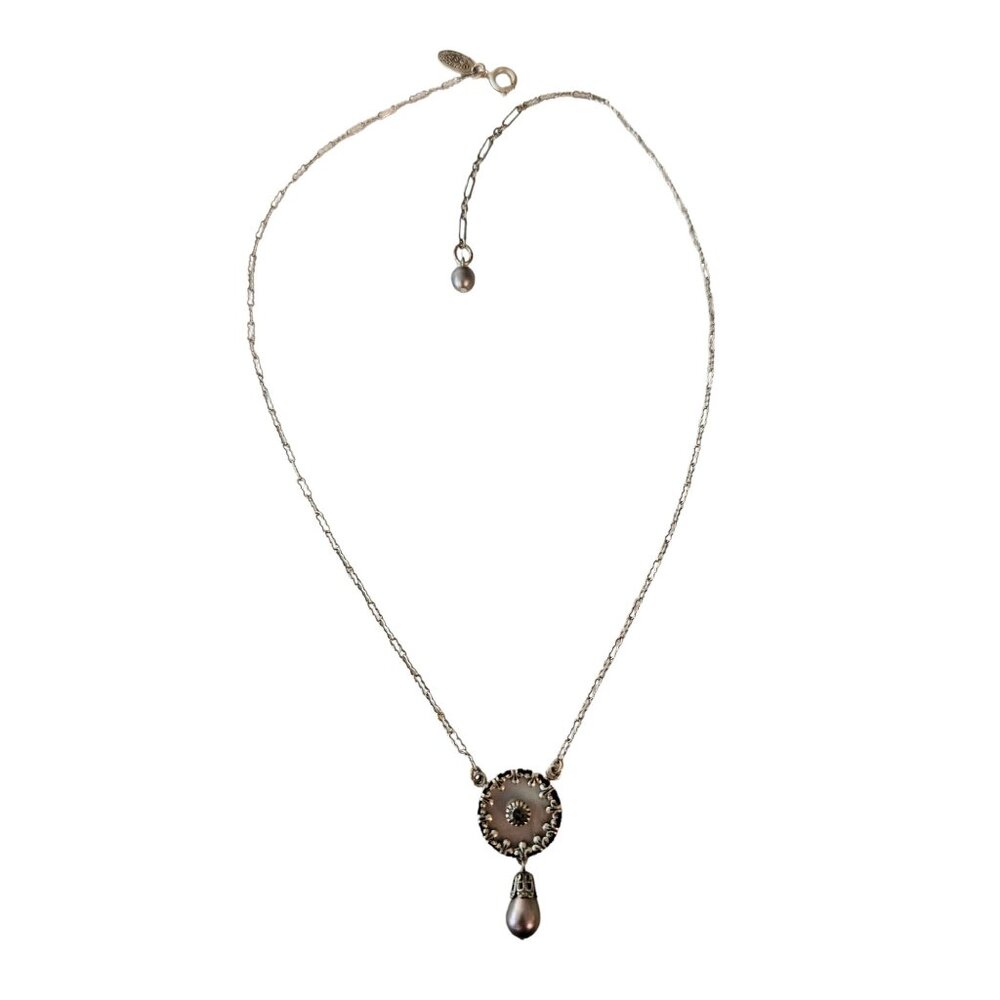Liz Palacios Sterling Silver Paper Clip Chain Lavalier Pendant Necklace, L110